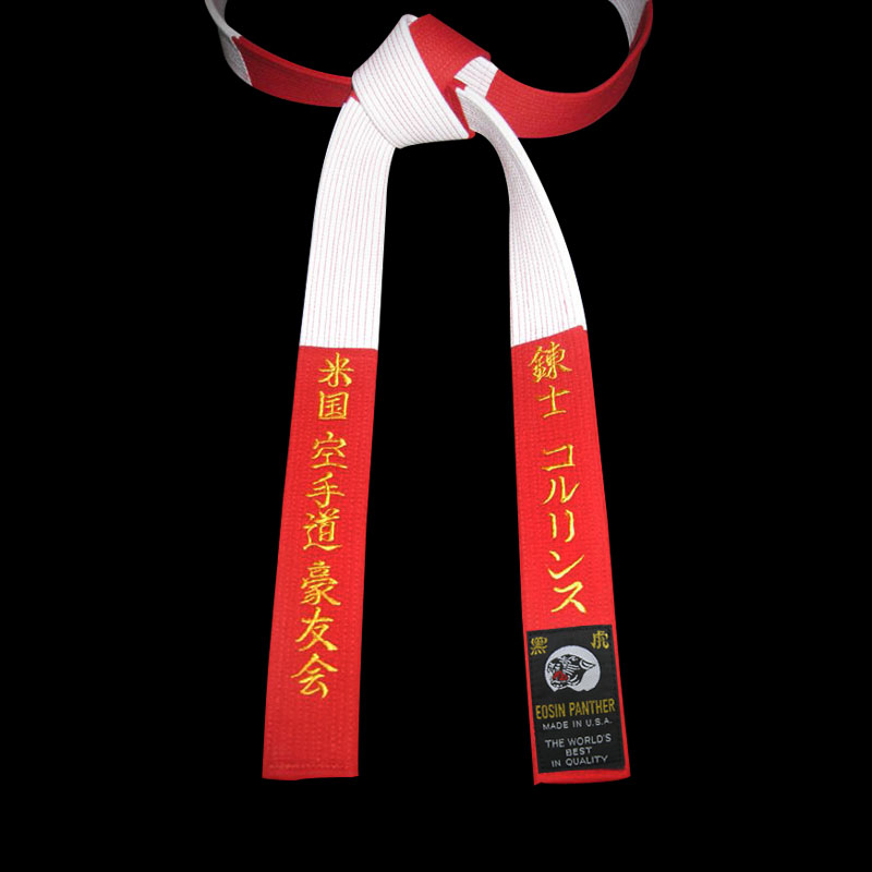 Red & White Master Panel Belt with RED Stitching