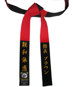 Black & Red Master Panel Belt with MATCHING Color Stitching